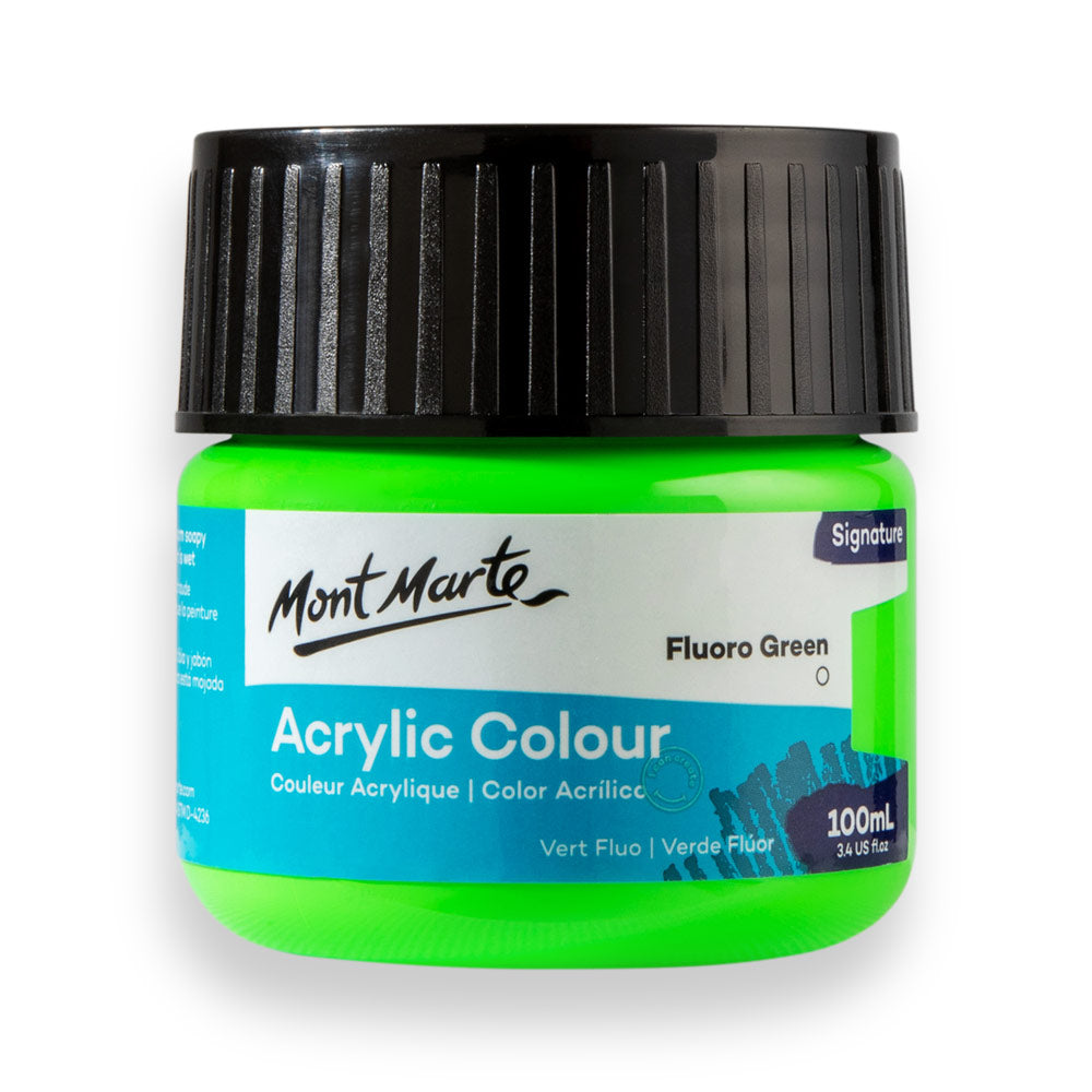 Mont Marte Acrylic Colour Paint 100ml – Flouro Green