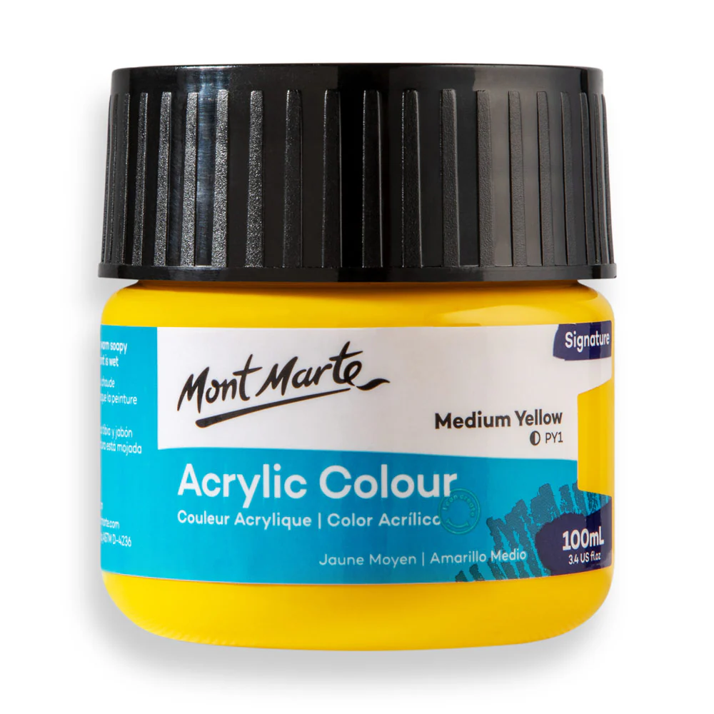 Mont Marte Acrylic Colour Paint Signature 100ml – Medium Yellow