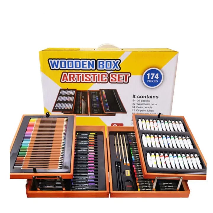 174-Pack Deluxe Wooden Art Set Crafts Drawing Painting